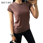 Plain T Shirt Women Cotton Elastic