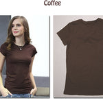 Plain T Shirt Women Cotton Elastic