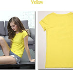 Plain T Shirt Women Cotton Elastic